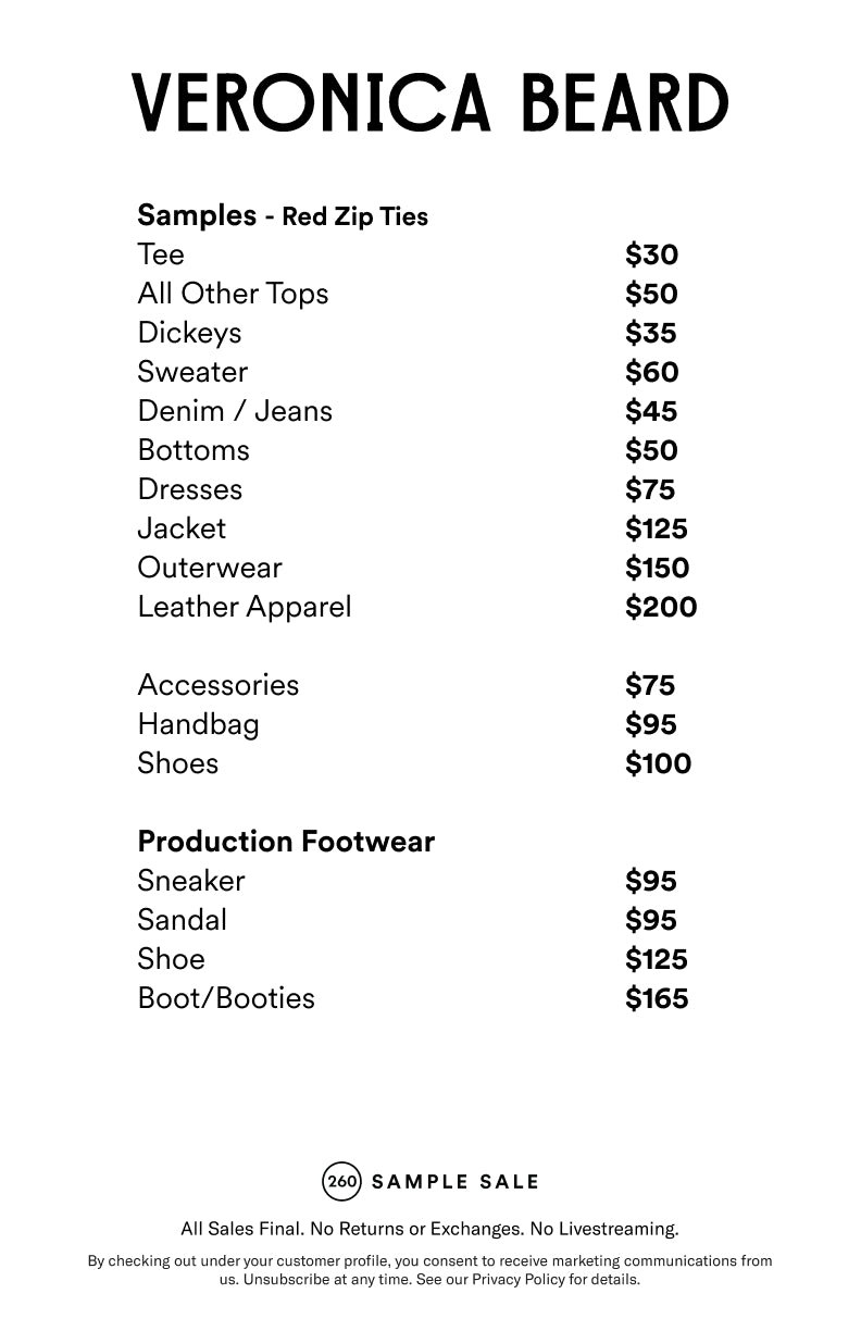 Price table
