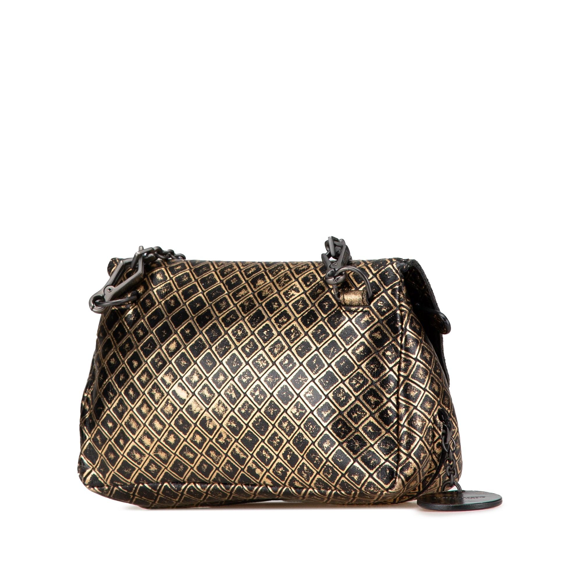 Bottega Veneta | Pre-Owned Intrecciomirage Butterfly Charm Chain Flap | Gold