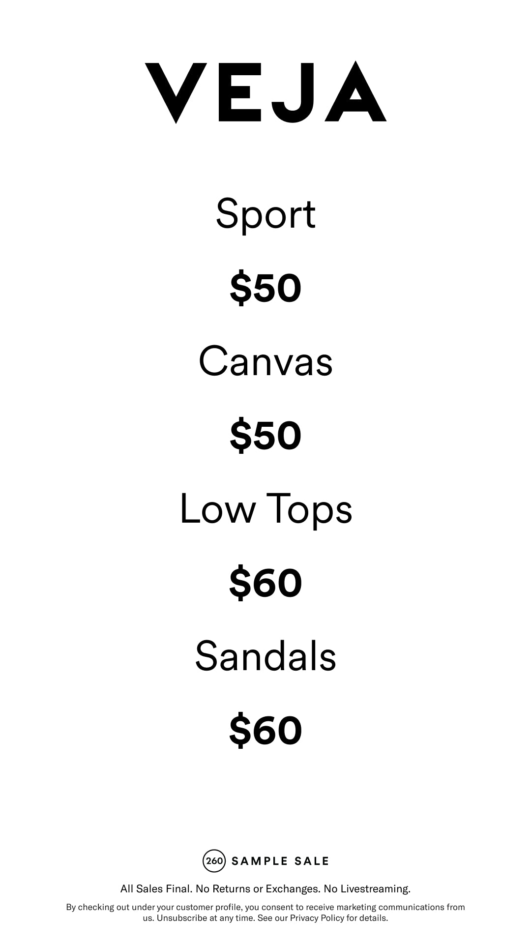 Price table