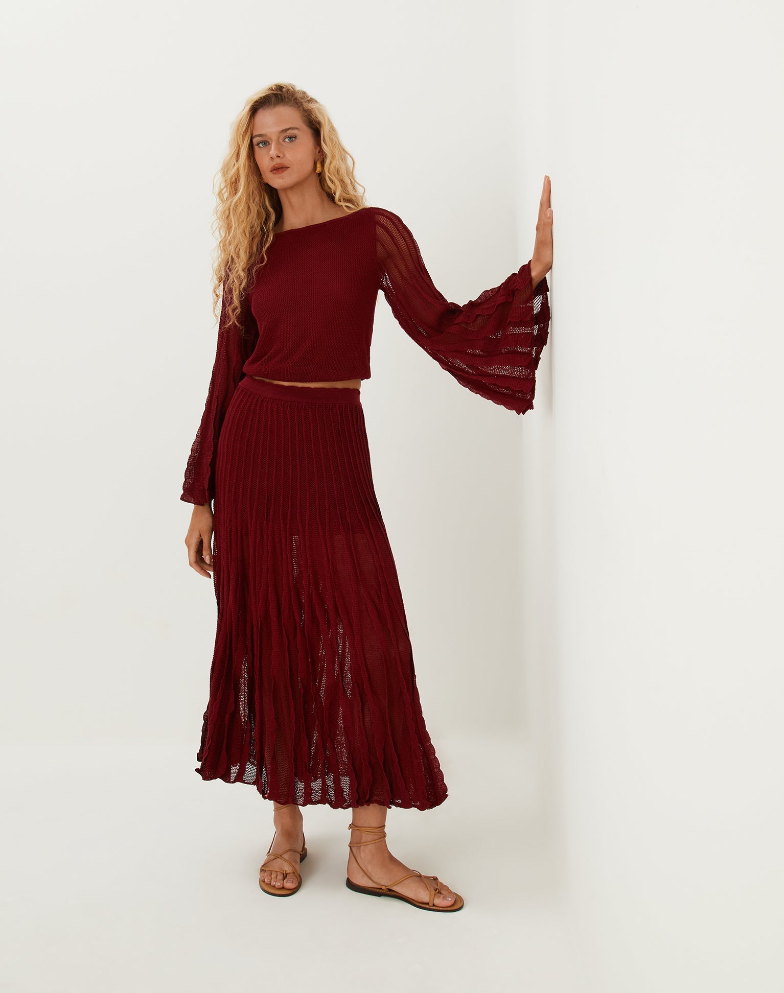 Knit Celina Bell Sleeve Top - Ponche XS