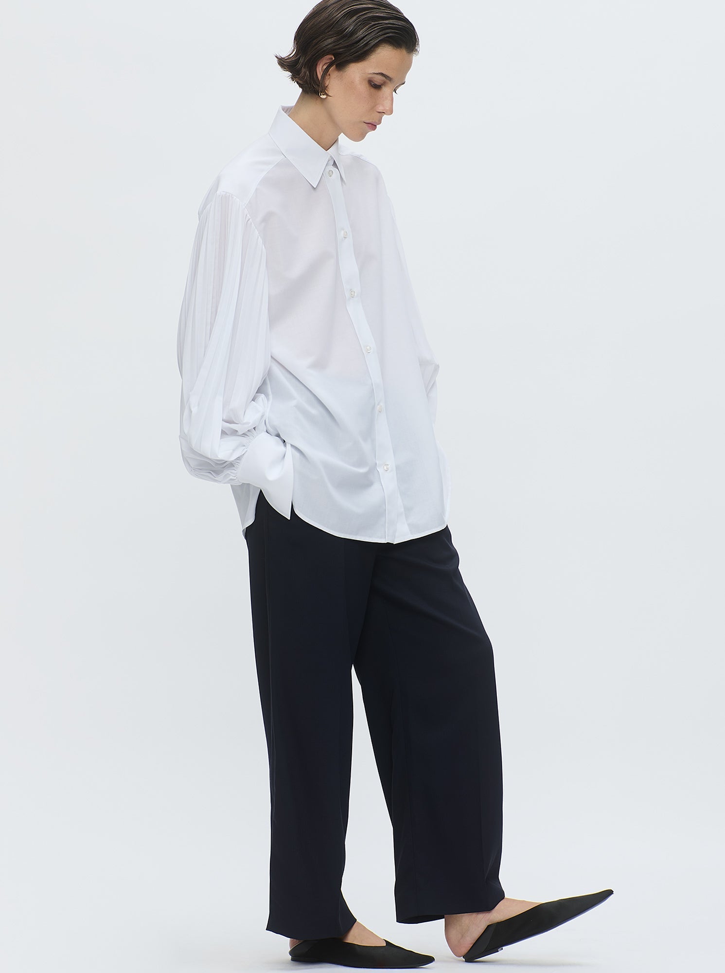 Viola Pleated Sleeve Shirt | White