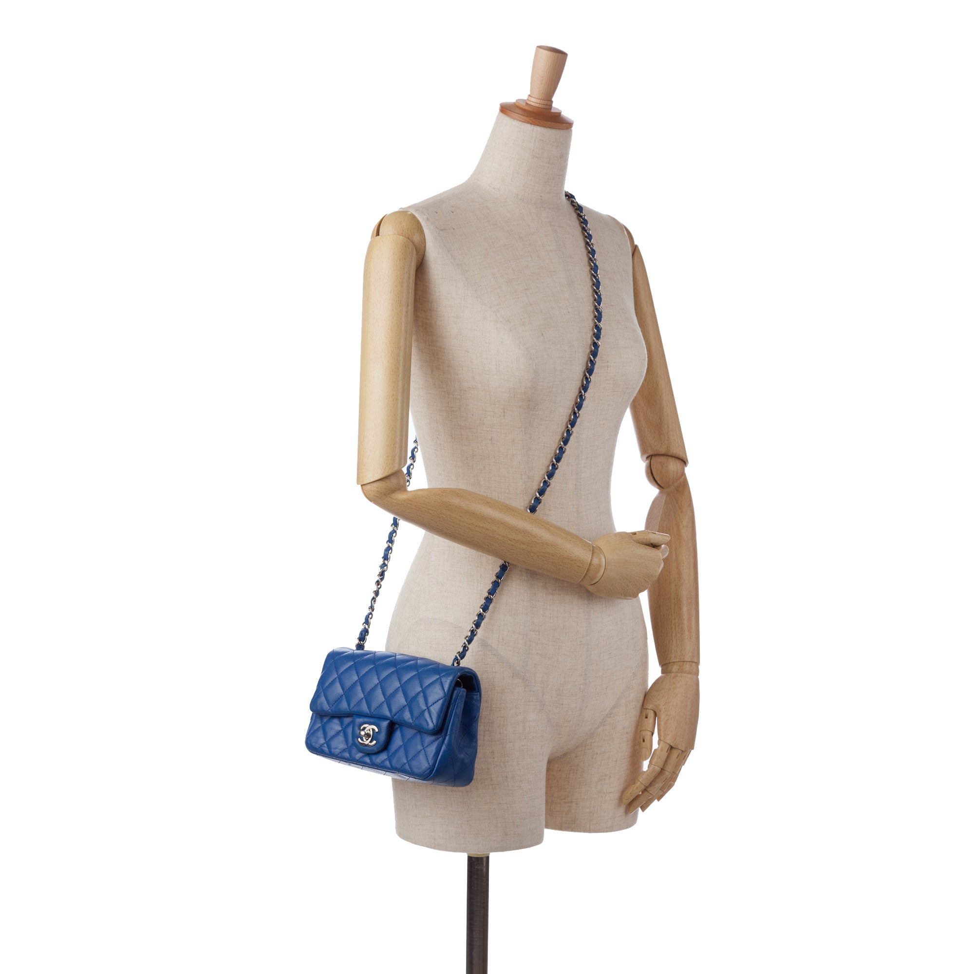 Chanel | Pre-Owned Mini Rectangular Classic Lambskin Single Flap | Blue