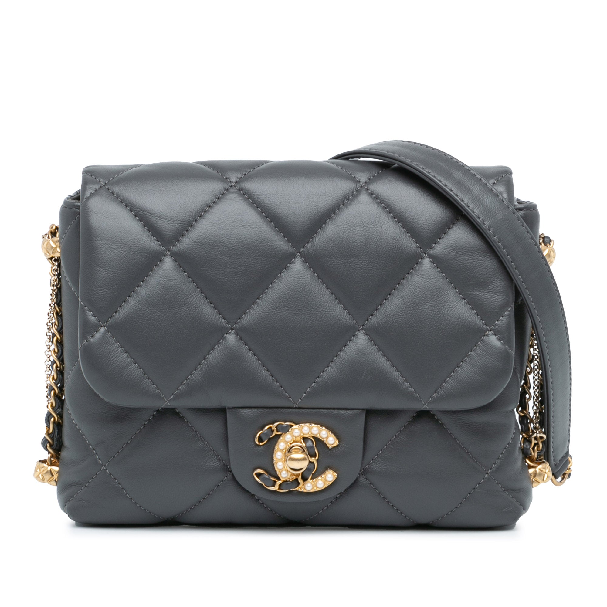 Chanel | Pre-Owned Mini Quilted Lambskin Crush on Chains Flap | Blue/Navy