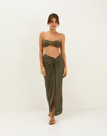 Knit Vis Long Skirt - Evergreen XS