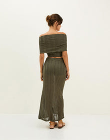 Knit Vis Long Skirt - Evergreen XS