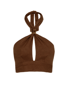 Luna Halter Top - Brown XS