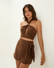 Luna Halter Top - Brown XS