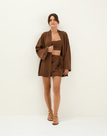 Luna Short Kimono - Brown XS