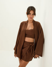 Luna Short Kimono - Brown XS