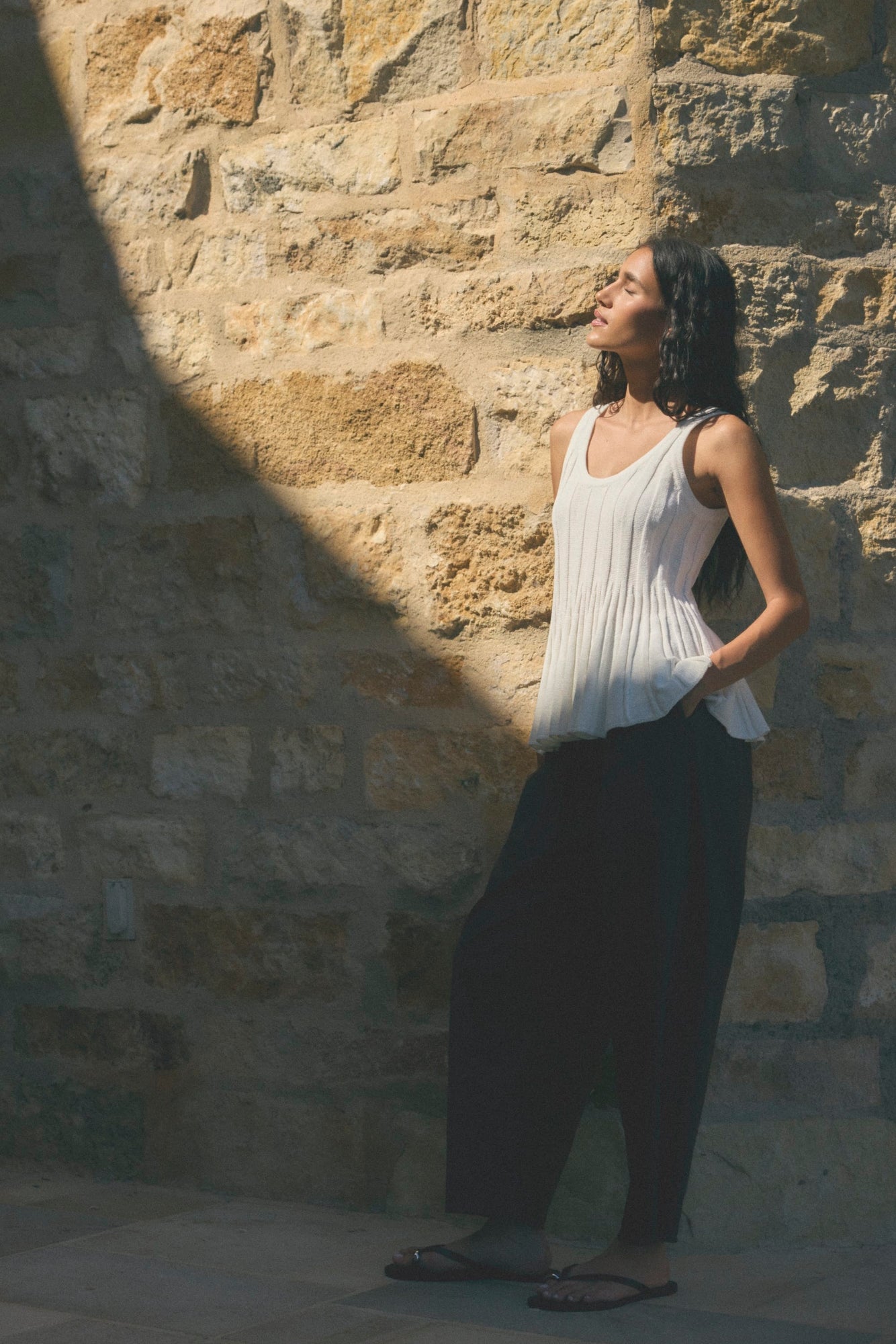 Aya | Garima Shirred Organic Cotton Pant in Size Small