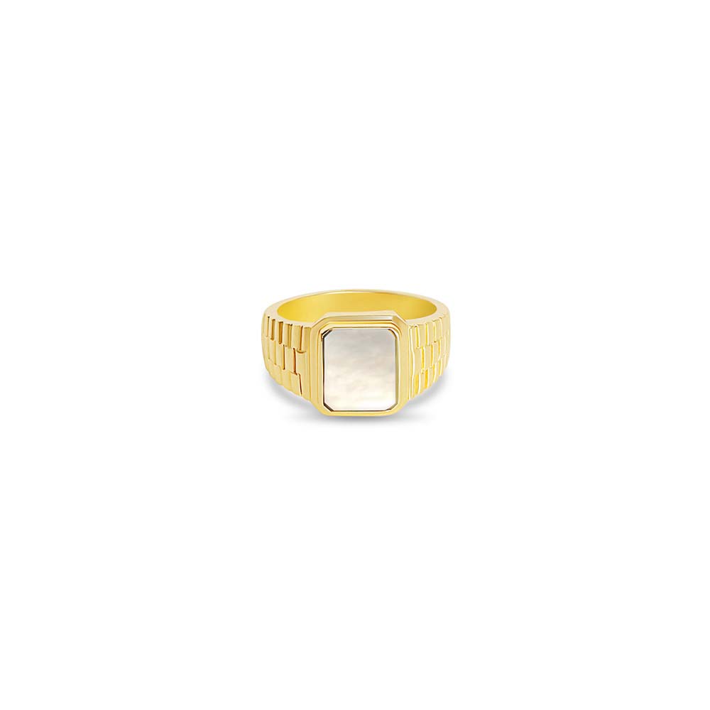 The Mother Of Pearl Valine Ring | Gold Vermeil