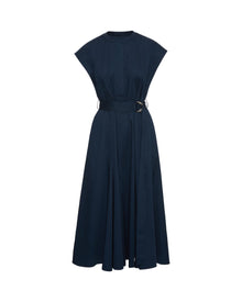 Varick Dress in Cotton Sateen | Midnight