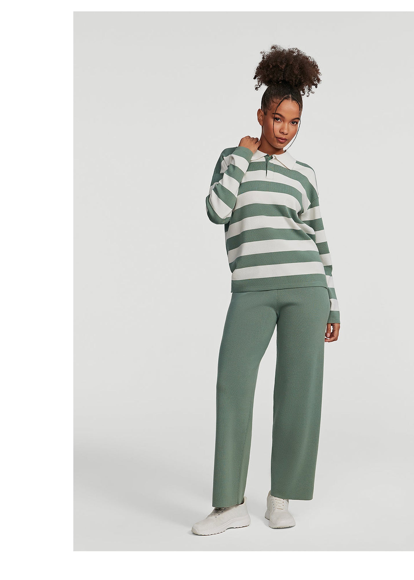 Varsity Striped Rugby Shirt | Sage Green/White