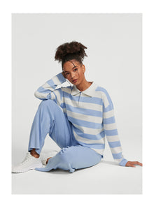 Varsity Striped Rugby Shirt | Sky Blue/White