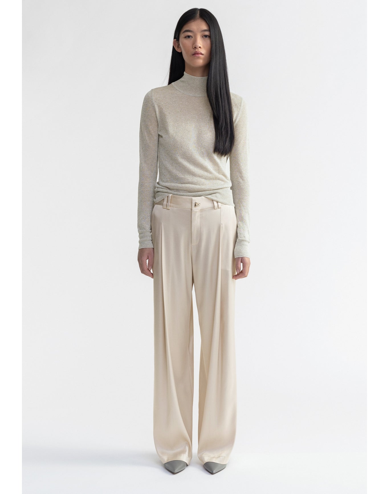 Vaslav | Sparkly Ribbed Turtleneck | Ivory