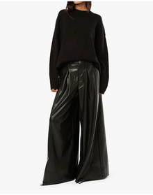 Vegan Leather Extreme Wide Leg Pant | Black