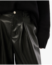 Vegan Leather Extreme Wide Leg Pant | Black