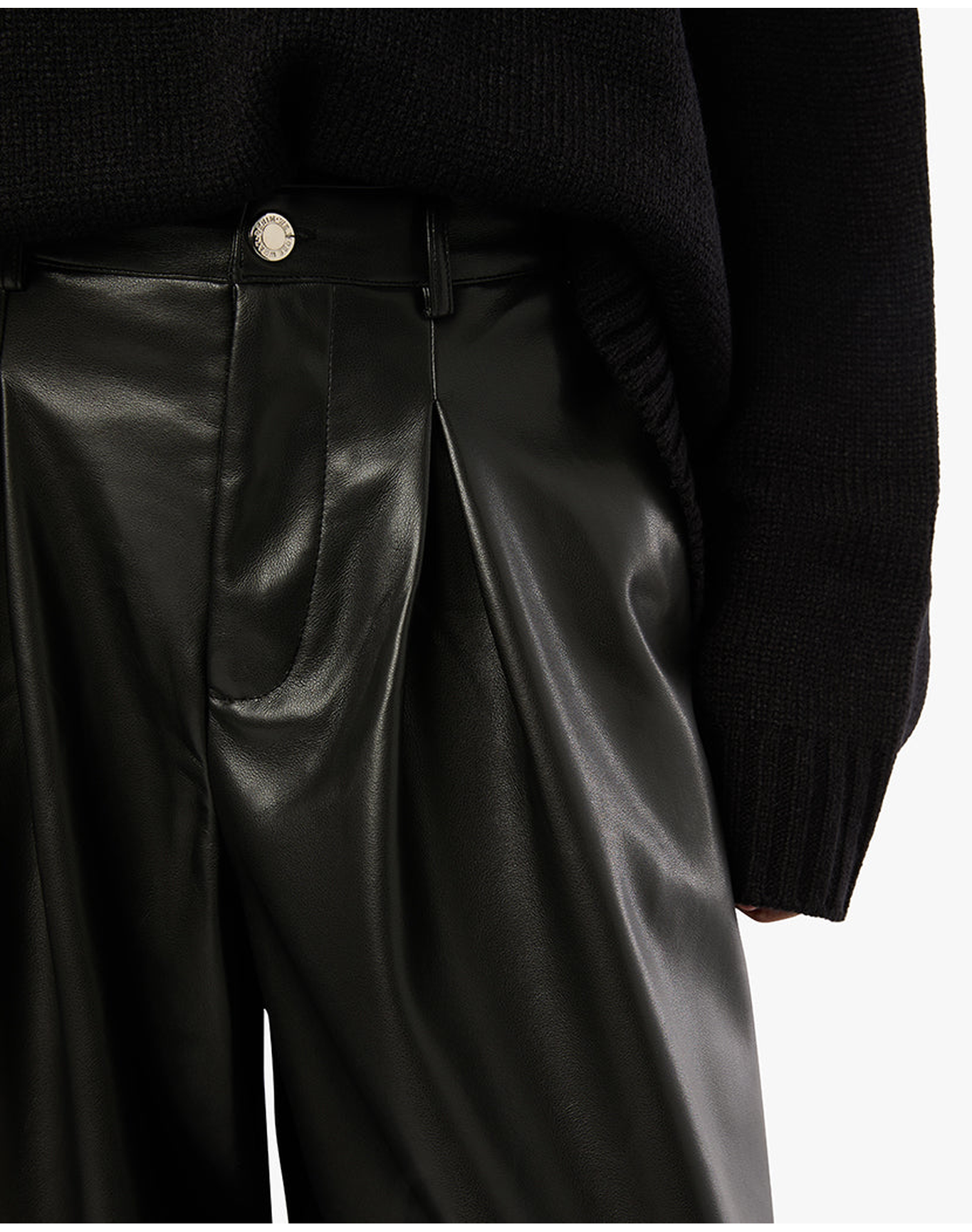 Vegan Leather Extreme Wide Leg Pant | Black