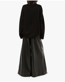 Vegan Leather Extreme Wide Leg Pant | Black