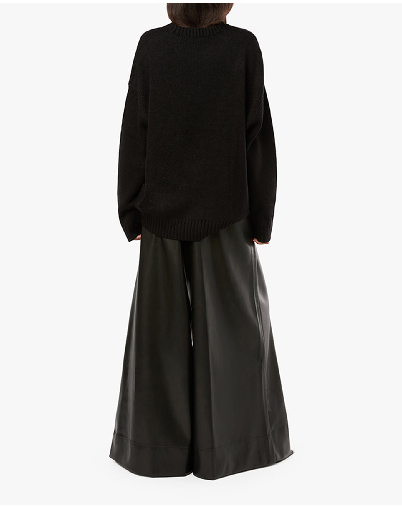 Vegan Leather Extreme Wide Leg Pant | Black