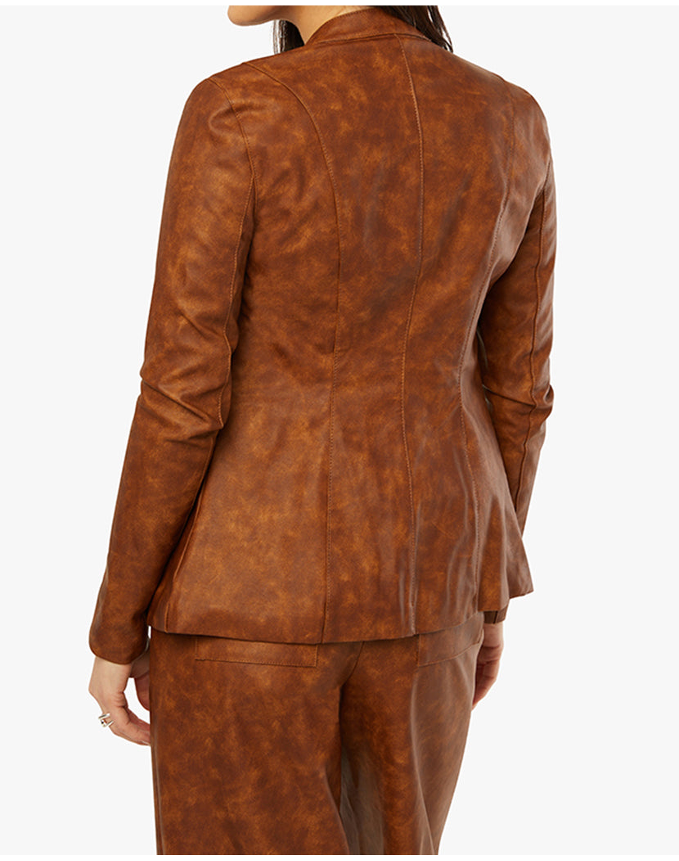 Vegan Leather Moto Jacket | Brown