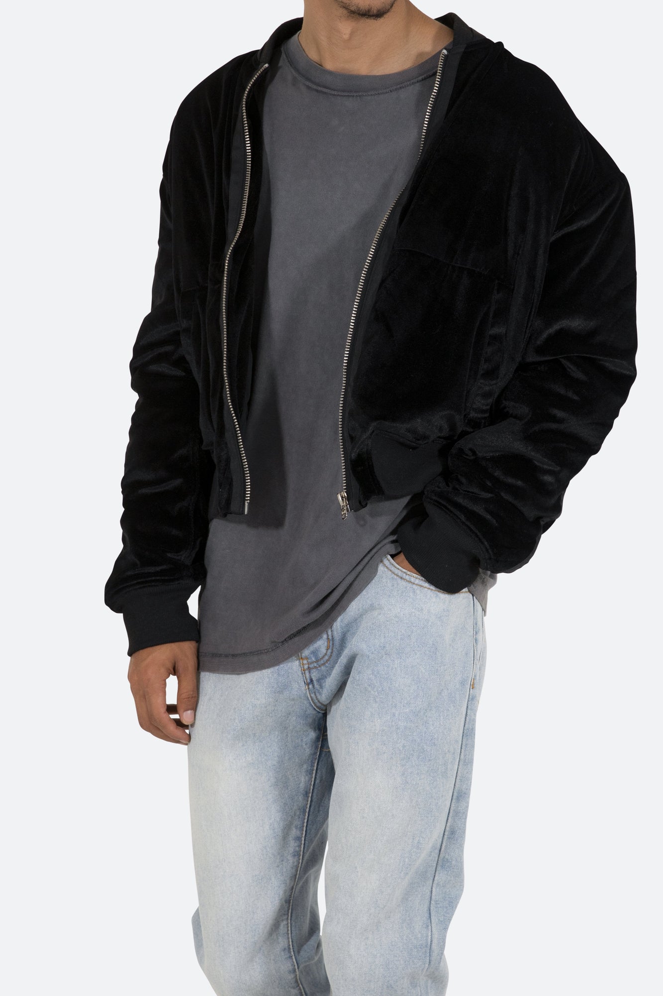 Velour Bomber Jacket | Black