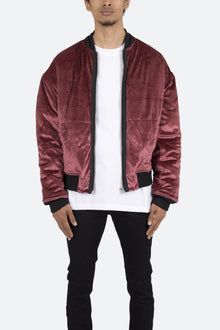 Velour Bomber Jacket | Burgundy