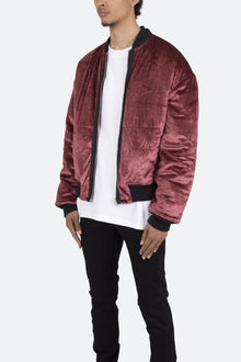 Velour Bomber Jacket | Burgundy