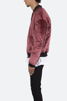 Velour Bomber Jacket | Burgundy