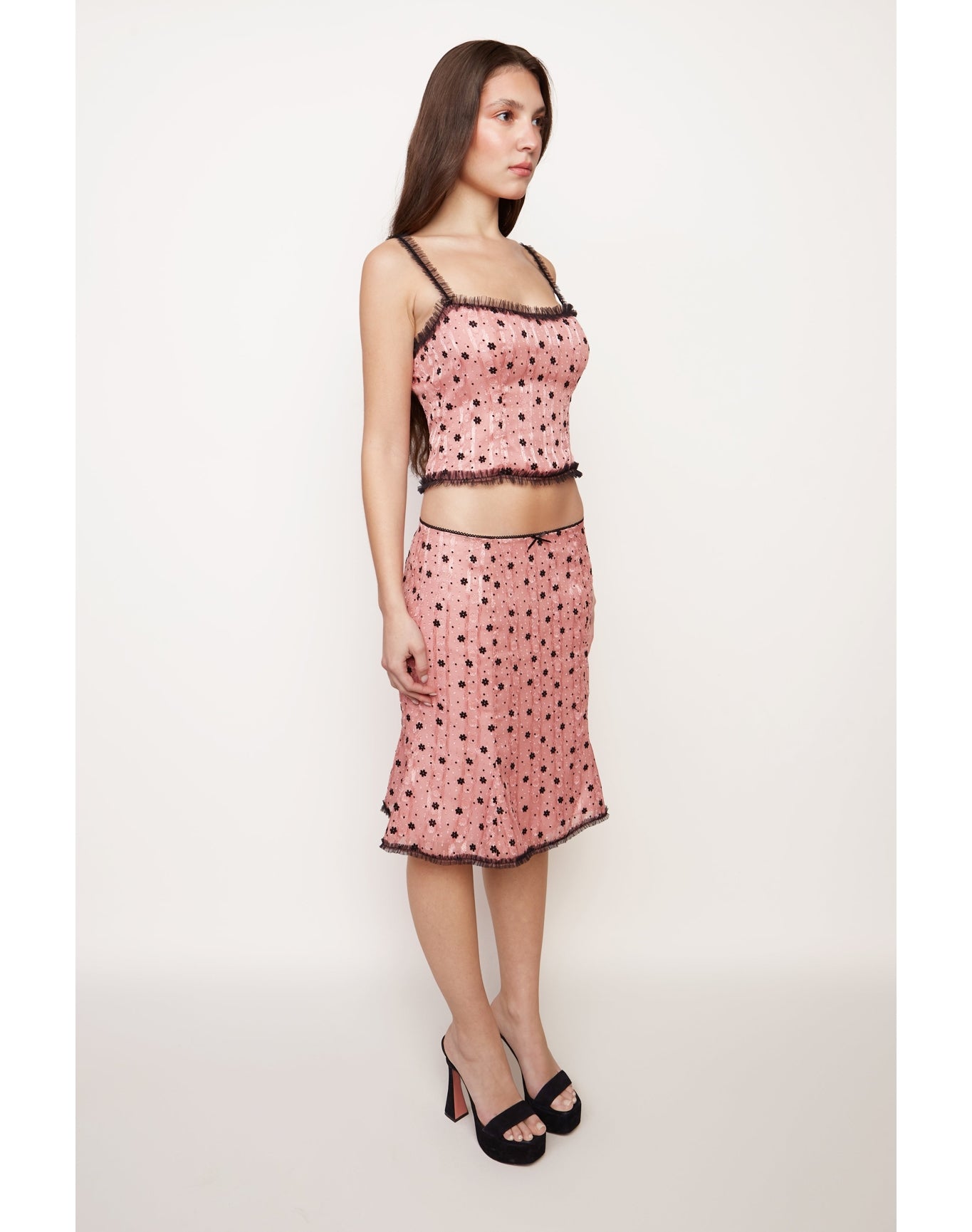 Velvet Floral Lace Top | Mauve