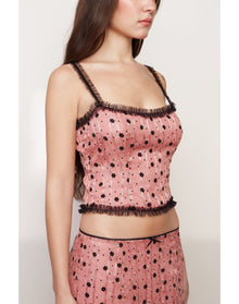 Velvet Floral Lace Top | Mauve