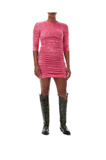 Velvet O neck Dress | Shocking Pink