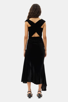 Velvet Ruched Dress | Black