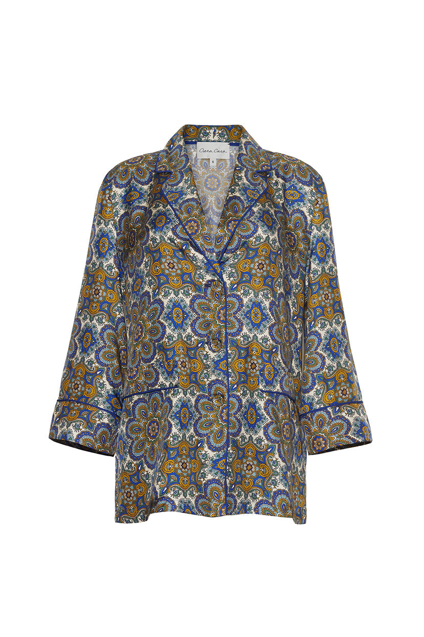 Venezia Silk Jacket | Scarf Medallion Blue