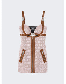 Versace | Women | Canvas Logo Mini Dress | Pale Pink x Beige
