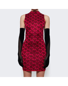 Versace | Women | La Greca Jacquard Mini Dress | Parade Red