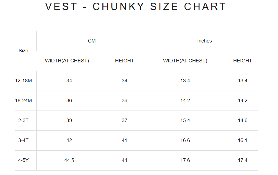 Product size guide