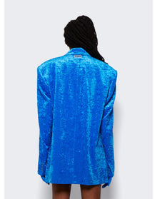 Vetements | Women | Boxy Single Breasted Velvet Tailored Jacket | Blue