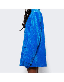 Vetements | Women | Boxy Single Breasted Velvet Tailored Jacket | Blue