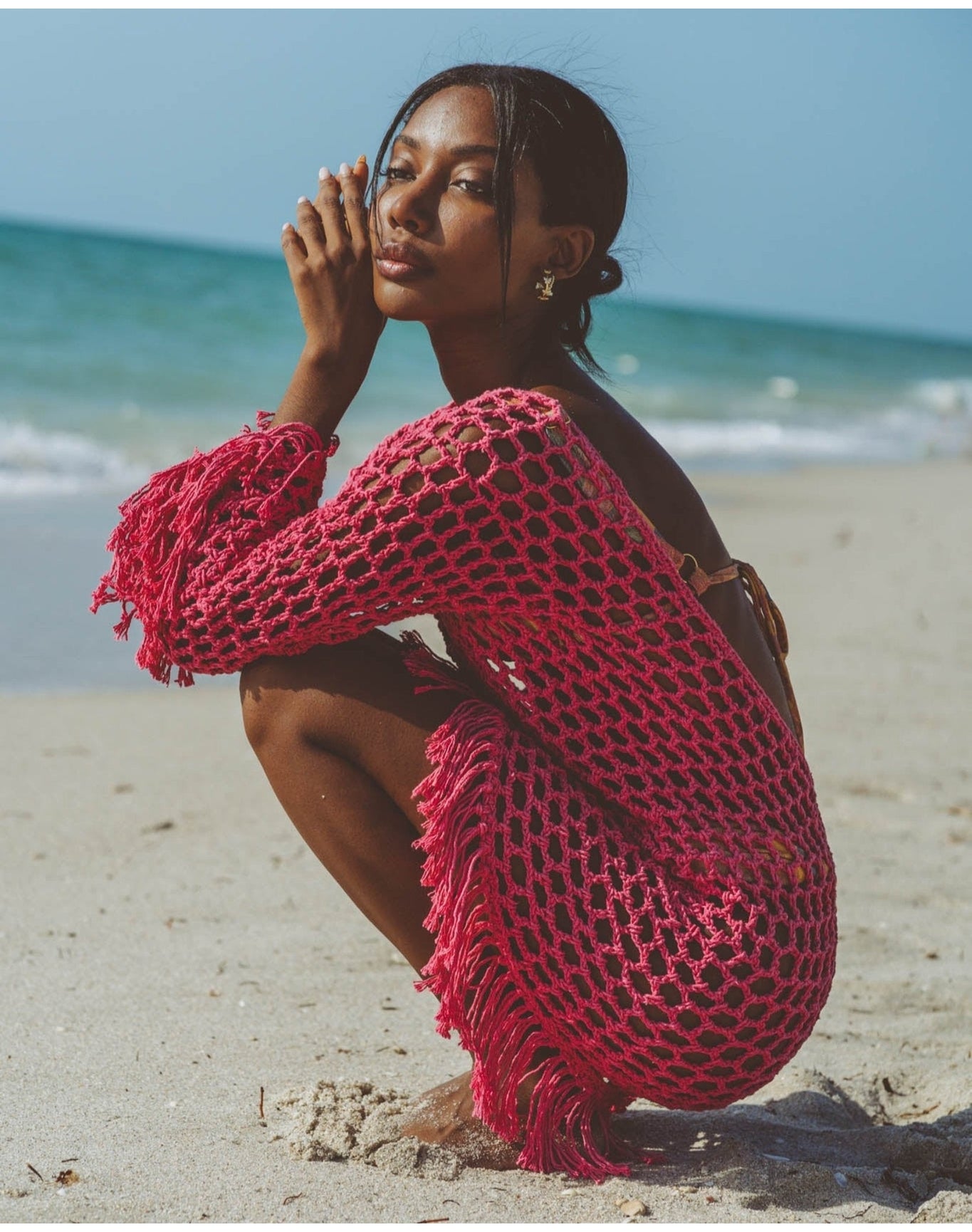 Violet Crochet Mini Dress | Fuchsia