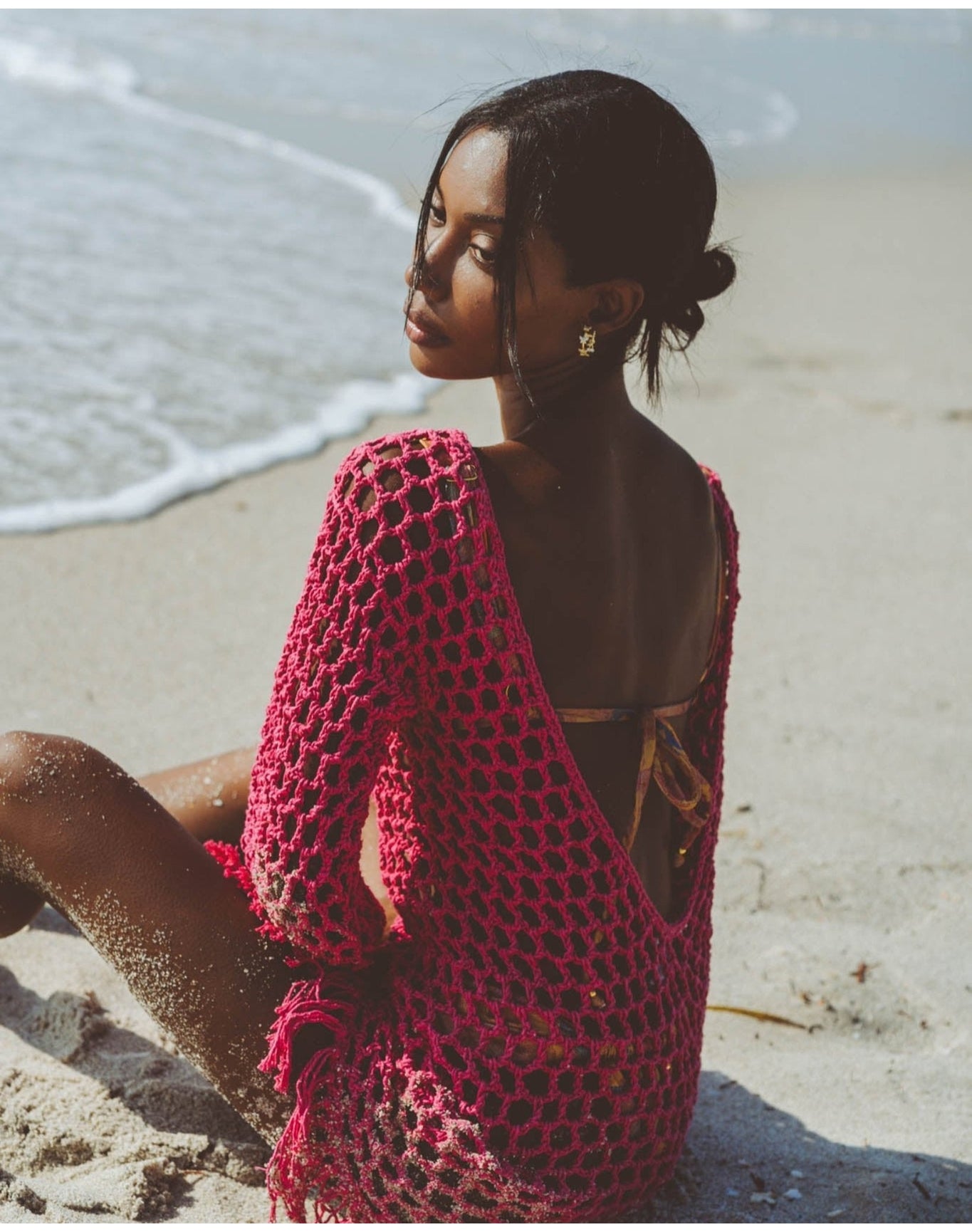 Violet Crochet Mini Dress | Fuchsia