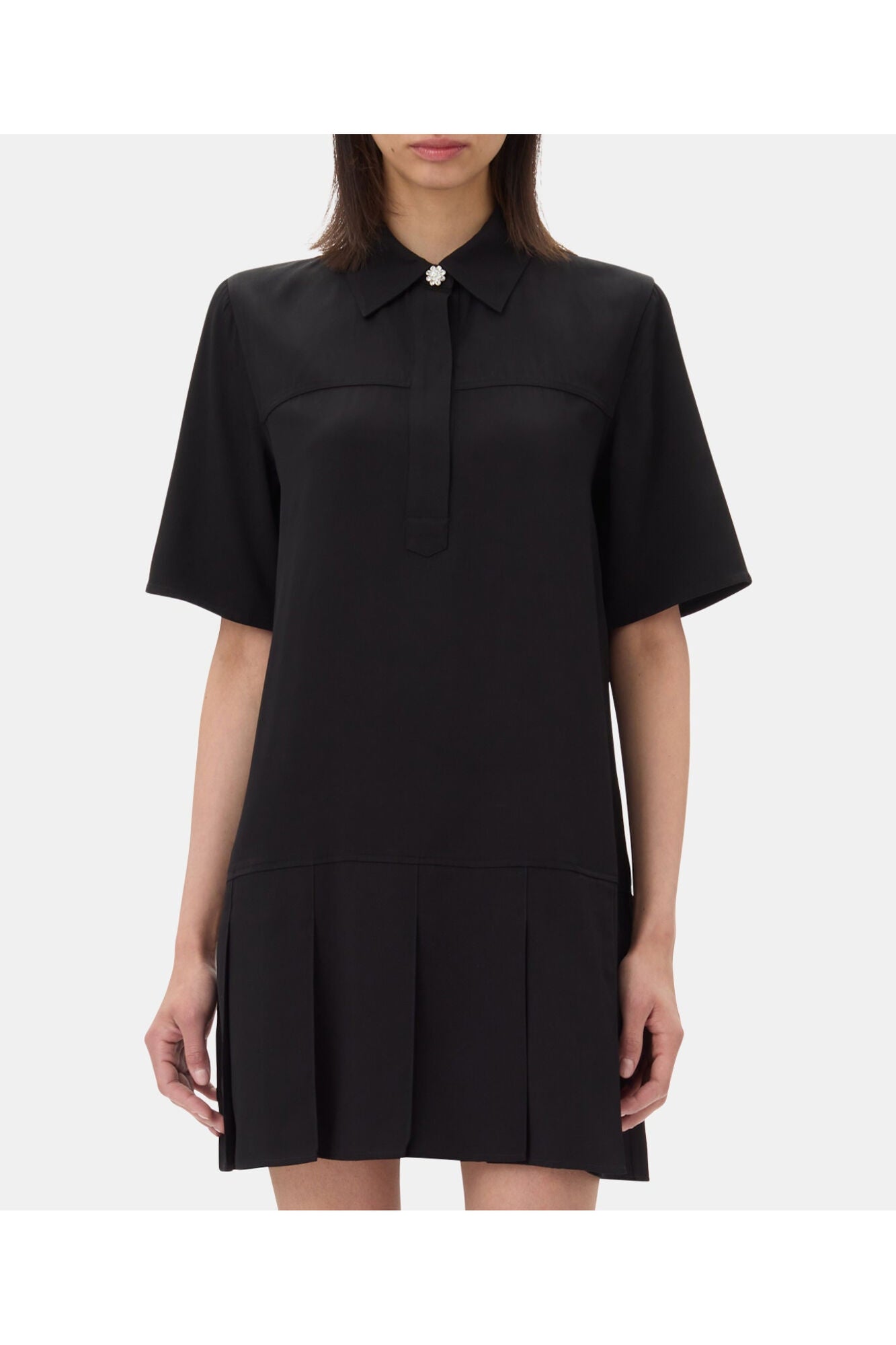Viscose Twill Mini Dress | Black