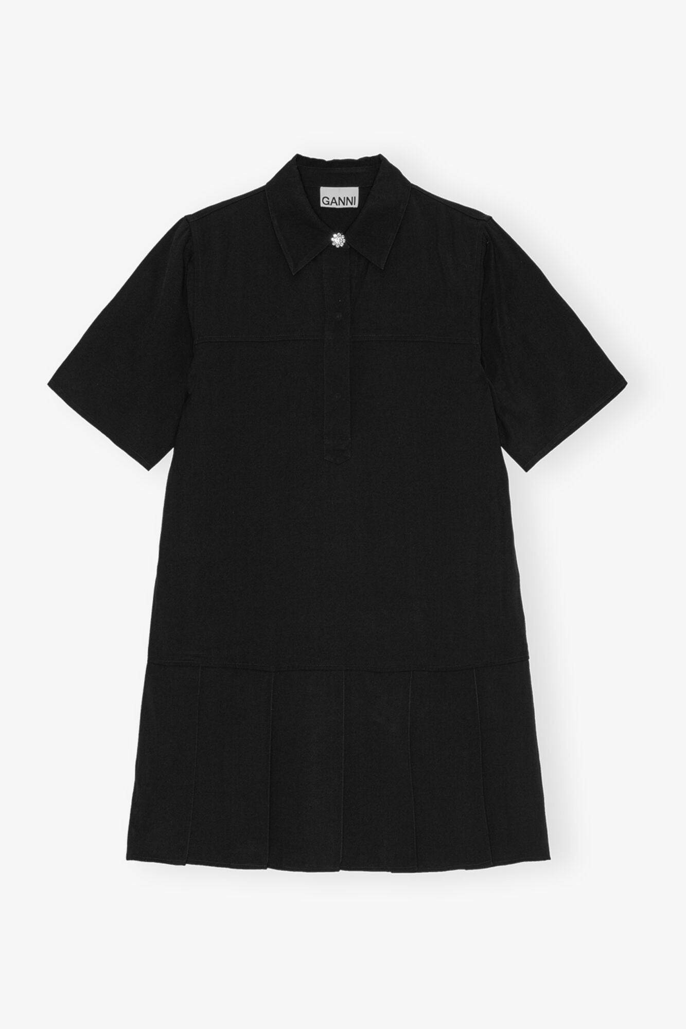Viscose Twill Mini Dress | Black
