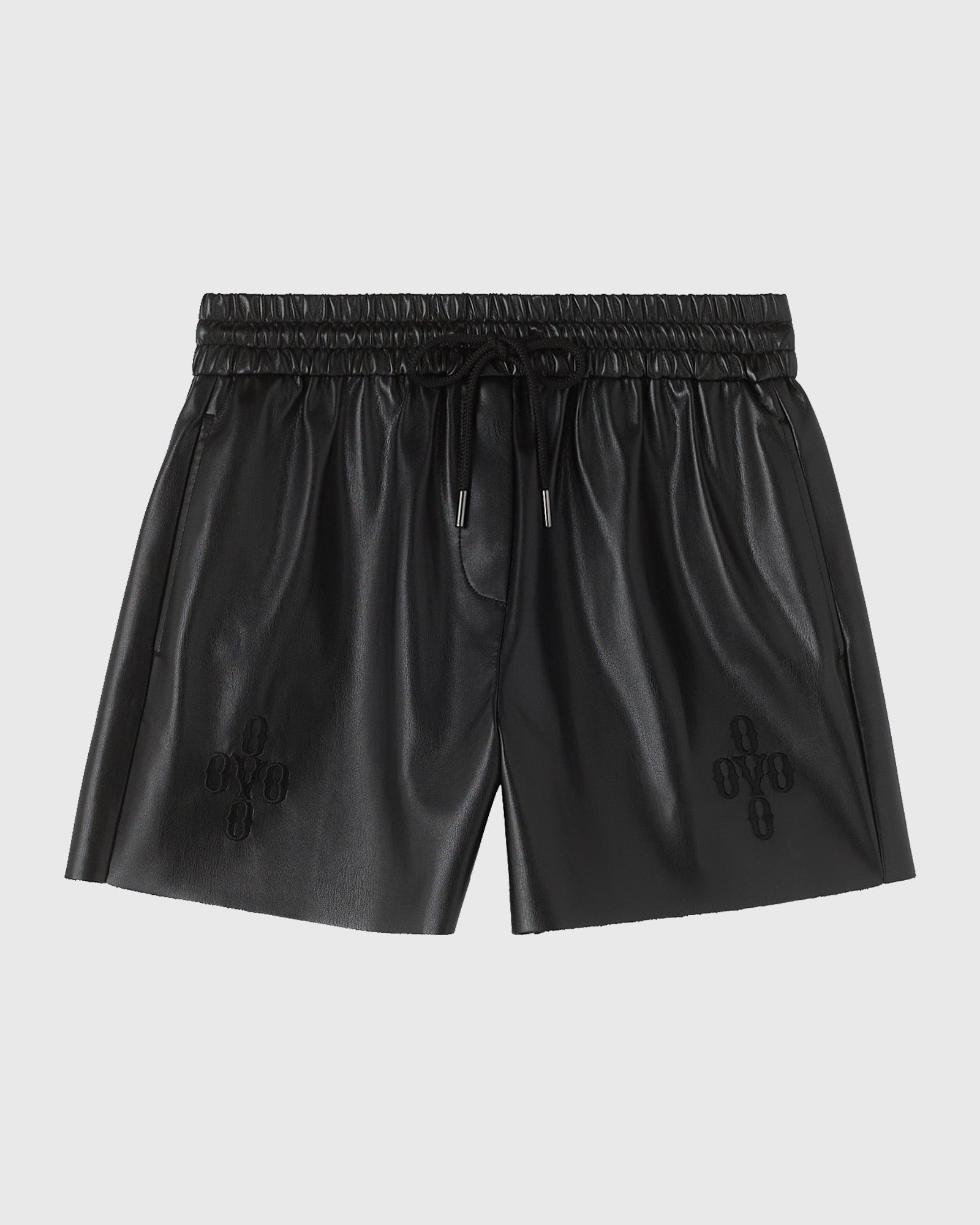 Womens | Pom Pom Faux-Leather Short | Black