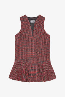 Woollen Check Mini Dress | Racing Red