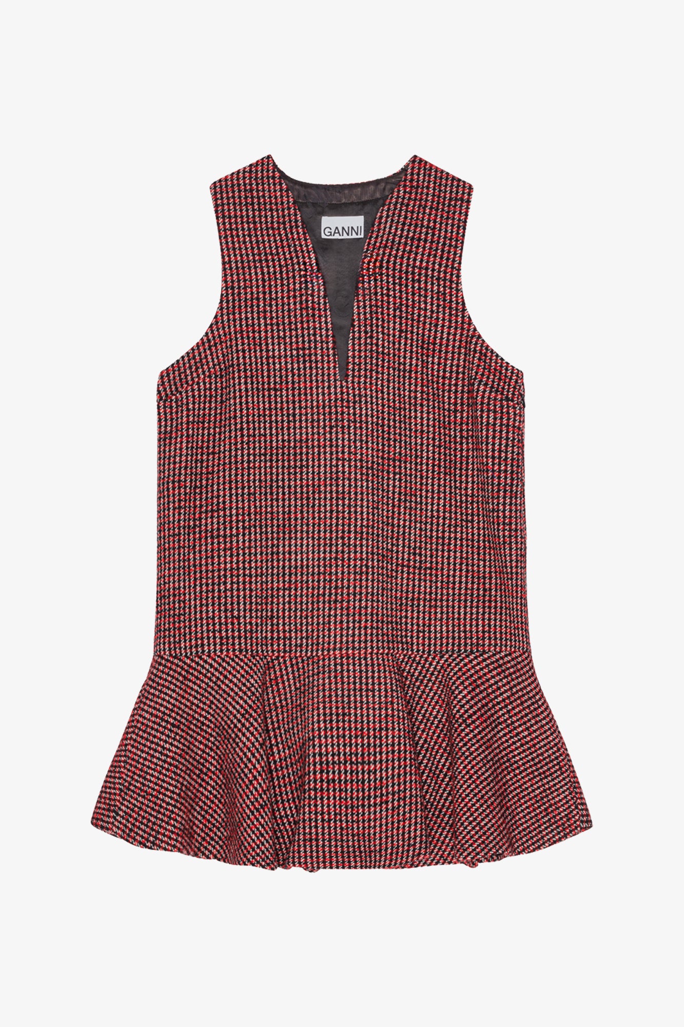 Woollen Check Mini Dress | Racing Red