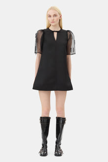 Fringed Organza Mini Dress | Black