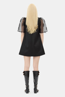 Fringed Organza Mini Dress | Black