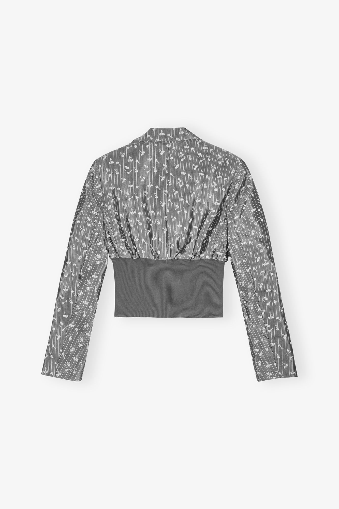 Acetate Jacquard Cropped Blazer | Smoked Pearl