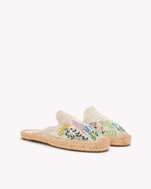 Womens | Smoking Mule Espadrille | Embroidery | Natural